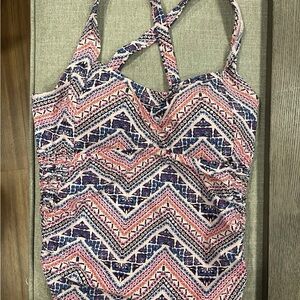 Beach Bump Tankini Medium Padded Swimming Top Ruched Boho Motherhood Maternity